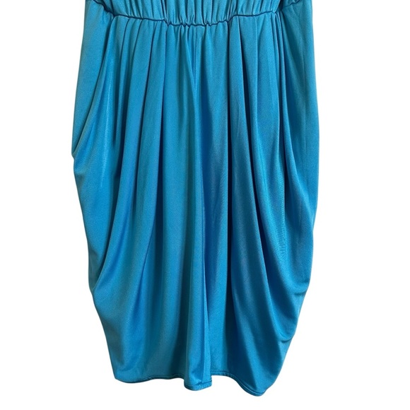 NWT BLACK HALO JILL WRAP STYLE RUCHED AQUA BLUE MINI DRESS SIZE LARGE - Picture 6 of 13